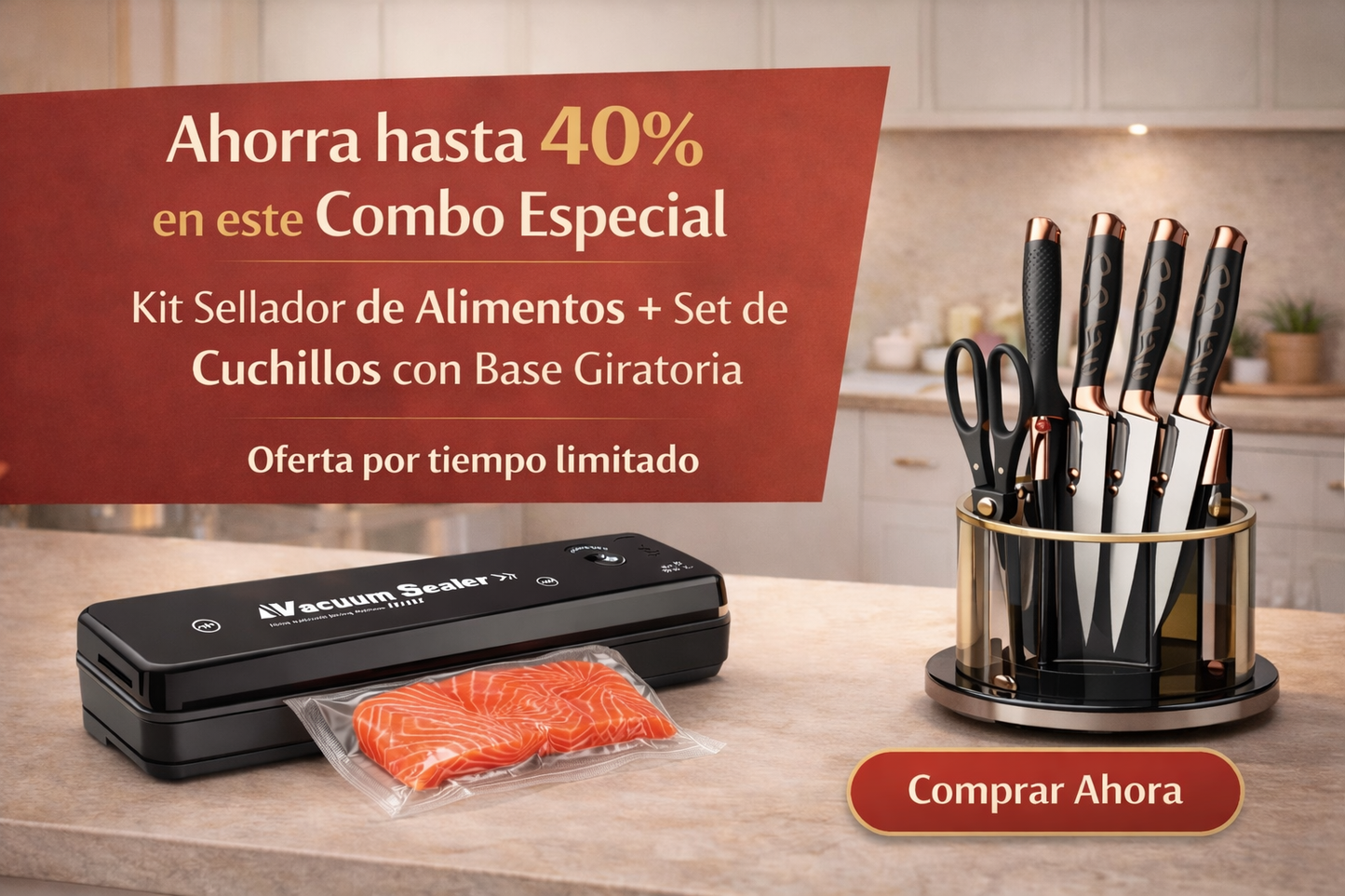 Combo Cocina Premium – Set de Cuchillos + Selladora al Vacío