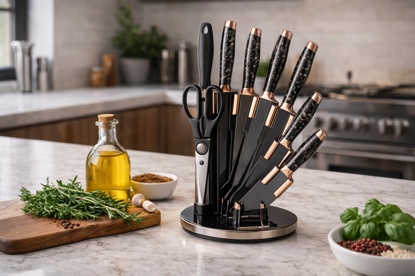 Set de Cuchillos con Base Giratoria