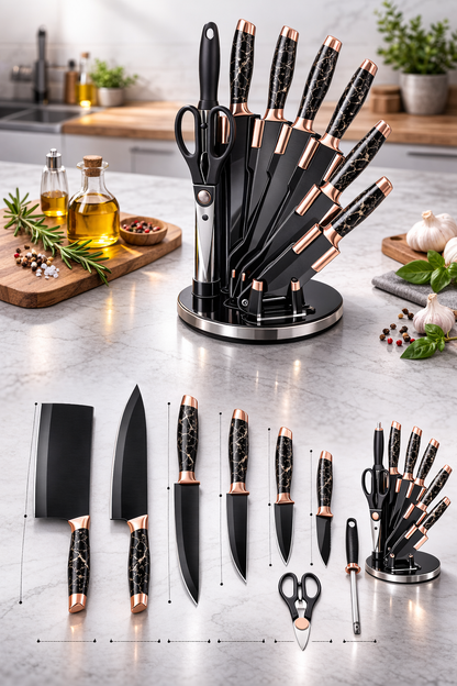 Set de Cuchillos con Base Giratoria